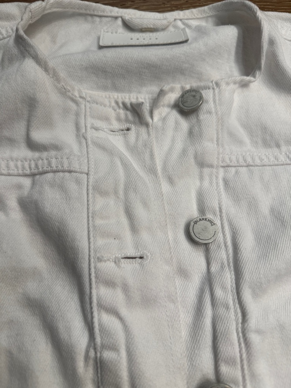 Blank NYC Cropped White Denim Jacket Puff Sleeve Utility Style Size S - Picture 5 of 7